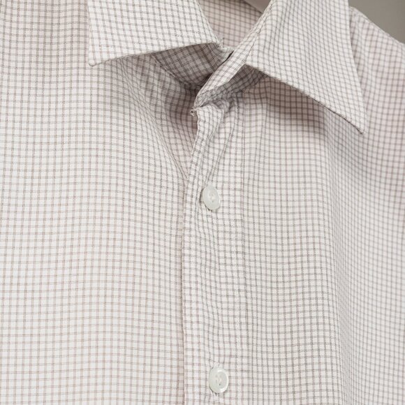 Prada 2015 Small Check White & Taupe Cotton Button-Up Oxford - Picture 4 of 14